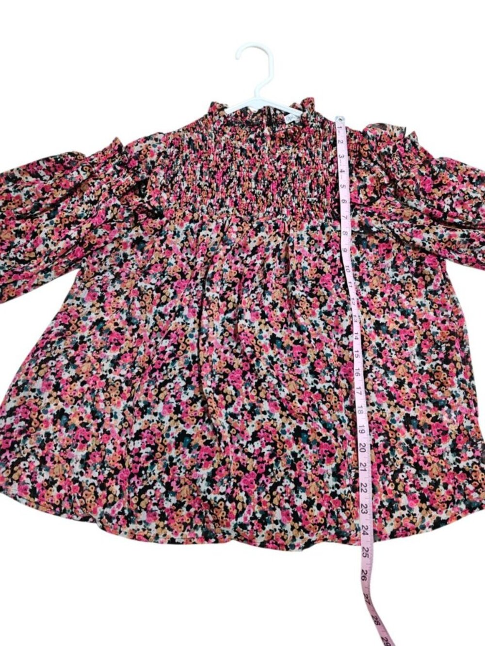 Ophelia Roe Women's Medium Blouse Multicolor Floral Smocked Chiffon Cottagecore - Picture 7 of 8